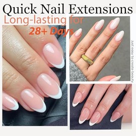 modelones Puntas de Uñas Cortas de Almendra, Gel Preformado X Puntas de Uñas de Cubierta Completa Uñas Postizas de Gel Suave Acrílico Puntas de Uñas E