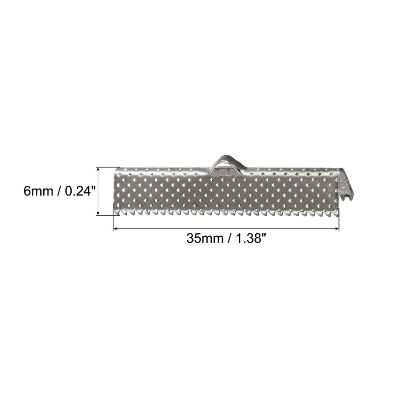 sourcing map Pack of 80 Ribbon Crimp Clamp End 35