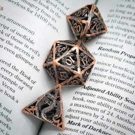 World of Dice Nidhöggr - Elegant Dice for All Pen & Paper RPG, Metal Dice with Dragon, 7-Piece Set, incl. Case