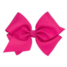 Wee Ones Girls' Classic Grosgrain Hair Bows on a WeeStay No-Slip Hair Clip, Handmade, Mini King, Shocking Pink