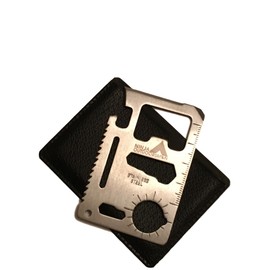 Ninja Outdoorsman 11 in 1 Stainless Steel Credit Card Pocket Sized Survival Multi Functional Tool - Stocking Stuffers, Christmas Gifts Under 10 Dollars (Single, Silver)
