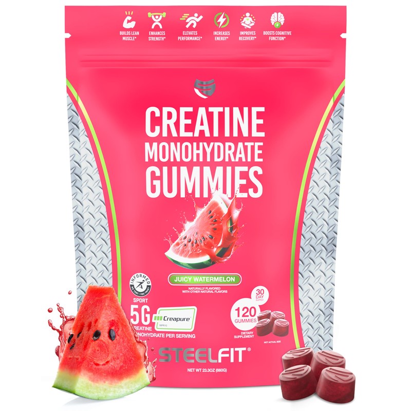 SteelFit Creatine Gummies (Creapure) 120 pack Juicy Watermelon