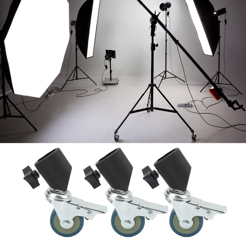 Light Stand Swivel Casters, Universal 22mm 3pcs High Hardness Locking