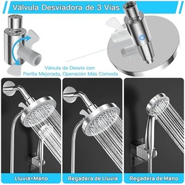 Doble Regaderas para Baño Alta Presion 6” Cabezal de Ducha de 3 Modos Regadera de Telefono Alta Presion para Baño Ducha de LLuvia Regadera de Mano con Manguera de 1.5M (Clásica, Cromo)