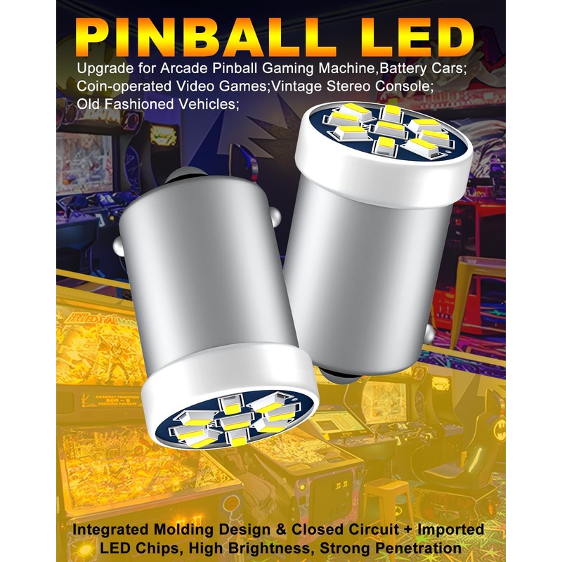 GE44 47 Pinball Machine LED Bulbs BA9S DC/AC 6.3V/6V Coin-operated