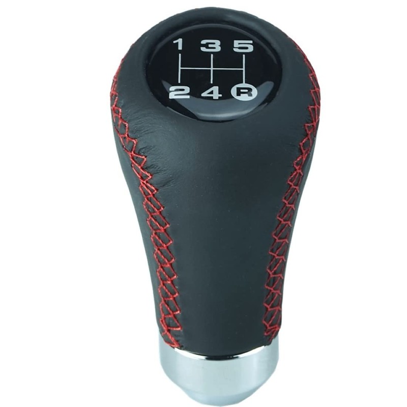 Universal 5-Speed Gear Lever Gear Knob with Red Stitching Including
