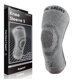 【VITAL SALVEO バイタルサルヴェオ】3D膝スリーブ S-SUPPORT 膝サポーター 膝バッド CJ-5108/5109 (S, ライトグレー, 1)