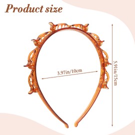 2 PCS Headband with Clips, Bangs Hairstyle Butterfly Clip Headband, Professional Weave Bangs Clip, Double Layer Toothed Hairband Braid Tool for Women Girls Hair Styling Accessories (Black & Brown)