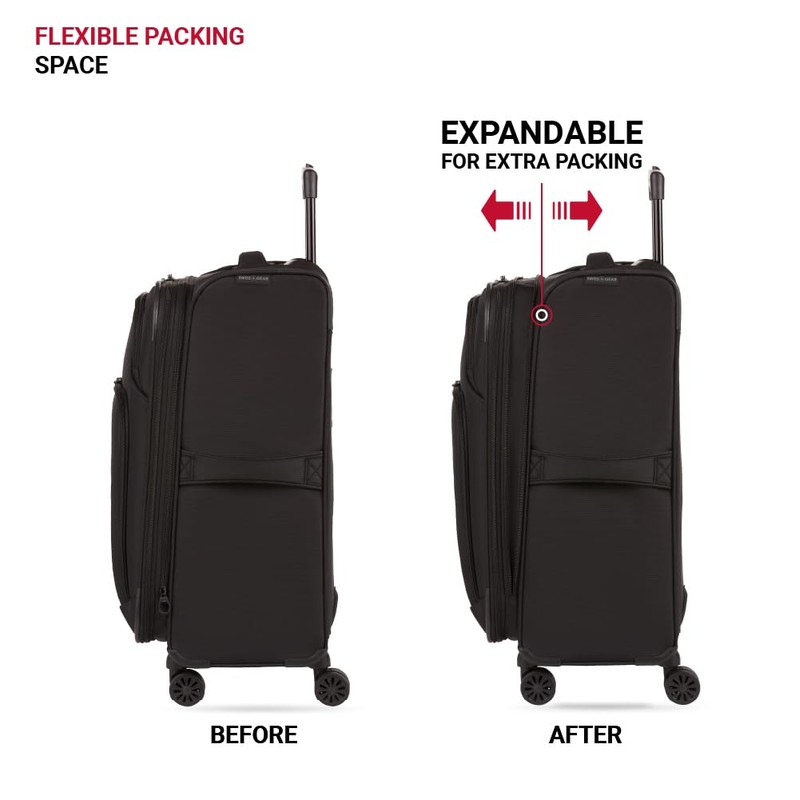 SwissGear Sion II Softside Expandable Luggage with Spinner Wheels, Black,