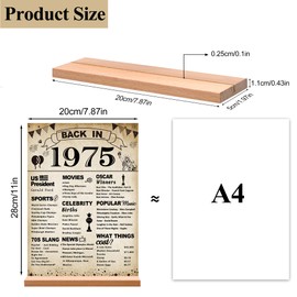 DARUNAXY 50th Birthday Party Decorations, Vintage Back in 1975 Poster Acrylic Sign with Stand 50 Year Old Party Supplies for Men& Women Vintage 1975 Table Decor 50th Anniversary Class Reunion Gifts