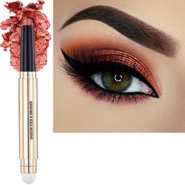 Metiplou Orange Copper Eyeshadow Stick Makeup Cream Glitter Shimmer Bronze Eyeshadow Pencil Hypoallergenic Waterproof Long Lasting Eye Shadow Highlighter Eye Liner Pen Multi-Dimensional Eyes Look