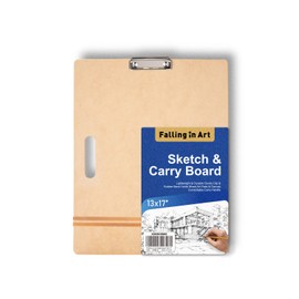 Falling in Art 13x17 Sketch Board, Drawing Tote Board for Artists with Sturdy Clip and Rubber Bands, Portable Art Clipboard for Classroom and Studio Drawing