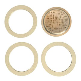 Baldo-direkt Replacement Seal Set for Espresso Maker - 6 Cups Aluminium - 3 x Sealing Rings 1 x Replacement Strainer