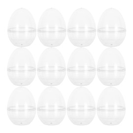 12pcs Clear Fillable Easter Eggs Transparent Candy Packaging Flat Bottom Eggs for Easter Party Favors and Decorations Small Presents and Crafts