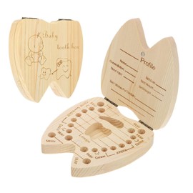 YFFSFDC Baby Teeth Case, 20 Holes, Baby Tooth Box, Wooden, Baby Tooth, Baby Tooth Storage Case, Lost Teeth, Hair Exchange, Baby Shower, Shichi-Go-San Gift, Growth Record Birthday Gift, Cute Magnetic