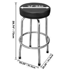 Torin ATRP6185B Swivel Bar Stool: Padded Garage/Shop Seat with Chrome Plated Legs, Black