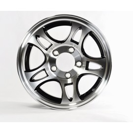 14 x 5.5 Machined with Black Inlay Bullet Aluminum Trailer Wheel 5 on 4.50
