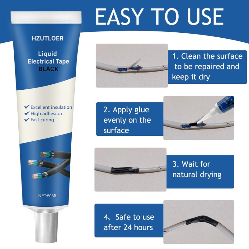 Hzutloer 3.38 OZ (100Ml) Liquid Electrical Tape, 2PCS 50ML Insulating