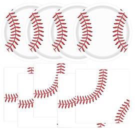 Gilyaoic 40 Pcs Baseball Plates and Napkins Sets - Sports Birthday Party Supplies Tableware, Disposable Paper Plates Napkins Kit for Baseball Birthday Party Decorations Table Decor, Serves 20