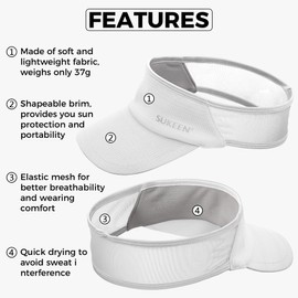 Sukeen 2 Pack Sports Sun Visor Women Men Lightweight Packable Stretchy Visor Hat for Golf, Tennis, Running, Daily Wear Black/White