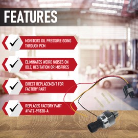 ICP Sensor with Harness Kit, Injection Control Pressure, Compatible with Ford Vehicles - 7.3 Powerstroke E350, F250, F-350 Super Duty - Replaces F6TZ-9F838-A, F4TZ9F838A, 1807329C92, CM5227