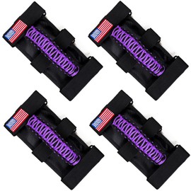 BESTAOO 4 x Roll Bar Grab Handles Grip Handle for Jeep Wrangler CJ YJ TJ JK JL & Gladiator JT 1955-2022, Premium Paracord, Upgrade Metal Buckle (Purple)