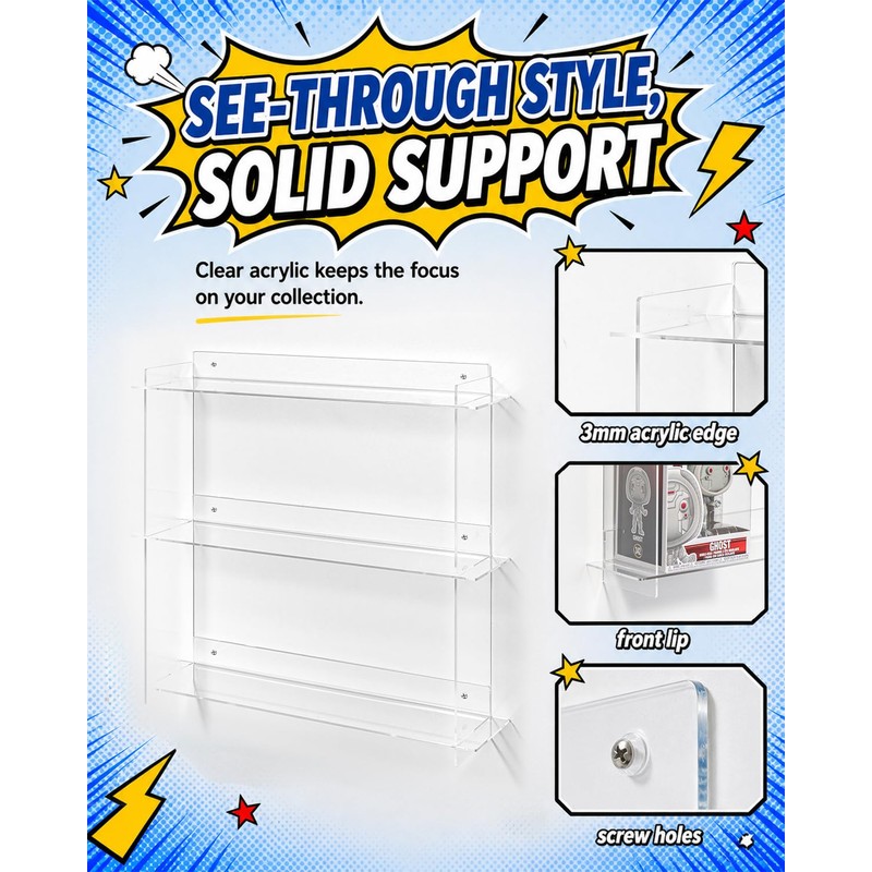 Baemin 2 Pack Wall Shelves Compatible with 21 Funko Pop