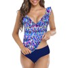 Hilor Women's Tankini Swimsuits Shirred Tummy Control Swimwear Ruffled V