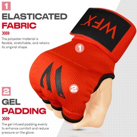 Boxing Hand Wraps Punch Bag Men Women Gel Inner Gloves Bandages Quick Long Support Straps Training Sparring (Red, L)