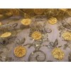 wowfabric4less123 Yellow Gold Sequins embroidery Lace Fabric 50” Width Sold