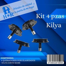 H+R Repuesto compatible Quemador Mabe, Iem, Easy (kilya) juego de 4 piezas