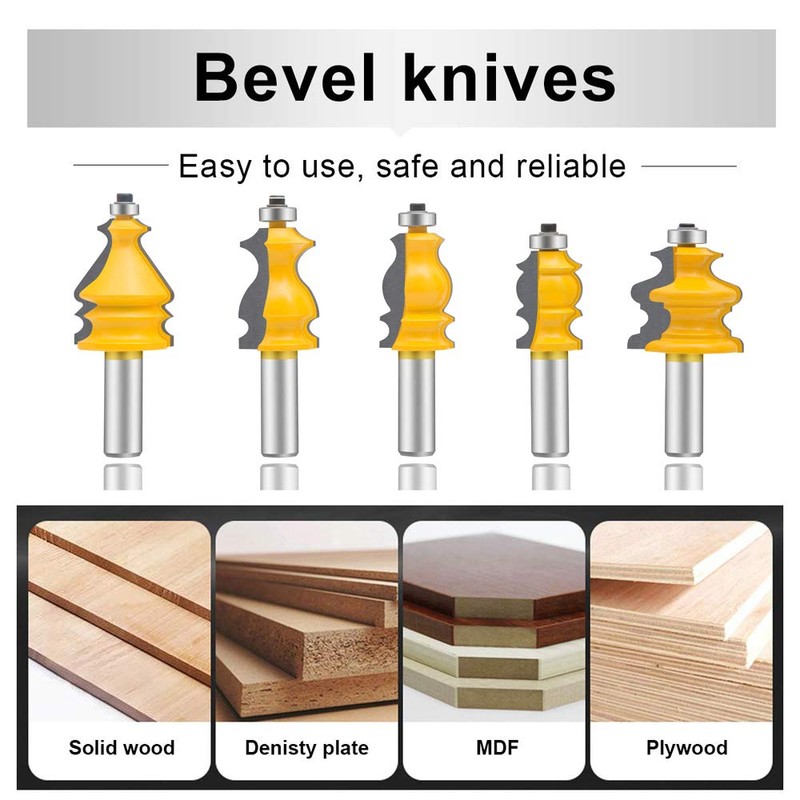 LEATBUY 1/2 Inch Shank Architectural Molding Router Bit Set 5
