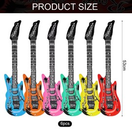 Air Guitars for Inflating, Inflatable Guitar, Pack of 6 Balloons Toy Guitar 53 cm in 6 Colours, Inflatable Rock Instruments Toy for Birthday Party Rock Pool Party Decoration