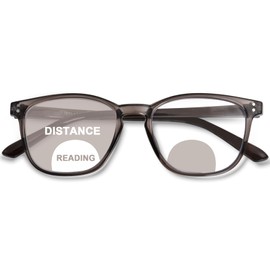 ZESAKER Bifocal Reading Glasses for Women Men Clear Top Bifocal Readers for Women Blue Light Blocking Computer Eyewear Glasses with Spring Hinges (Grey Brown, 2.0)