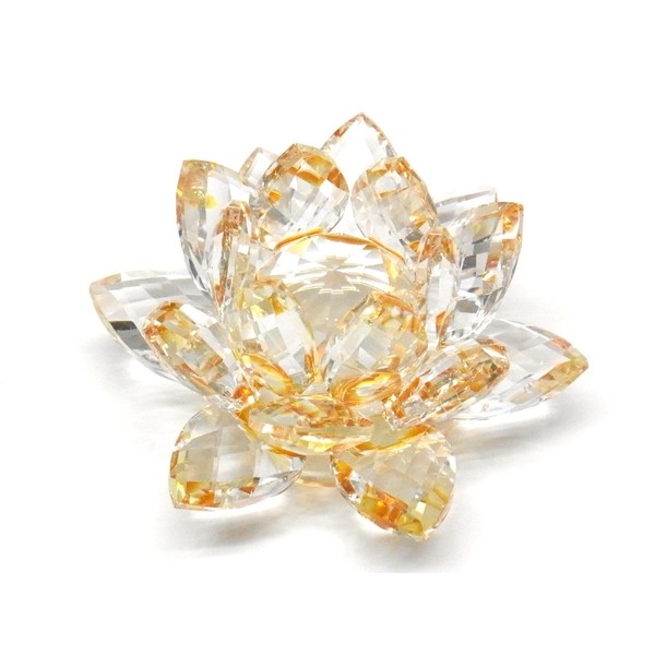 Crystal Glass Lotus Flower (Yellow Color) Decor Figurine