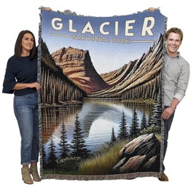 Pure Country Weavers Glacier National Park Blanket - Gift Cotton Tapestry Throw - Made in The USA - 72" x 54"