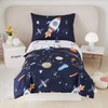 PERFEMET Twin Comforter Set 4 Piece Kids Space Rockets Comforter