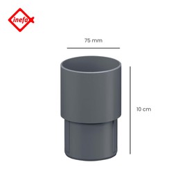 INEFA Downpipe Connector, PVC DN75 / 75 mm Anthracite Drain Pipe Connector, Gutter Accessories, Easy Plug-In Installation, Made in Germany