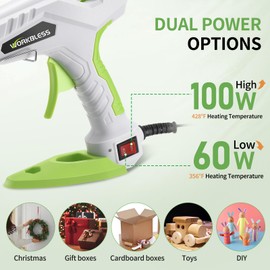 WorkBless Dual Temperature Hot Glue Gun 60W/100W, 2-3 Min Fast Heating, Heavy and Duty Glue Gun with 15PCS Full Size Glue Sticks for Arts, Home Repairs, Professional DIY & Industrial Use