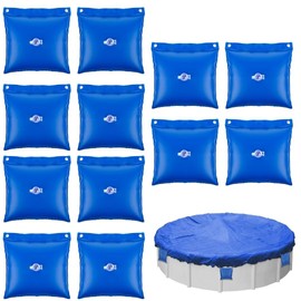 Pool Wall Bags, 11.8x11.4 Pool Cover Weights Swimming Pool Cover Hanging Bags Pool Water Bags Heavy Duty Pool Sand Bags for Swimming Pool Above Ground Pool Winter Pool Cover (12pcs)