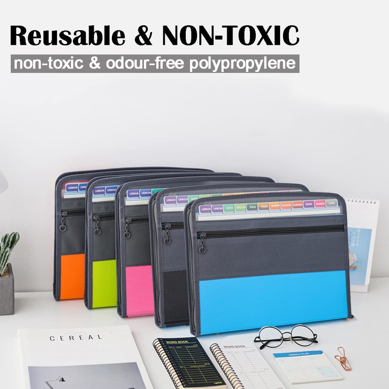 TRANBO 13 Pockets Expanding File Folder with Zipper Closure, A4