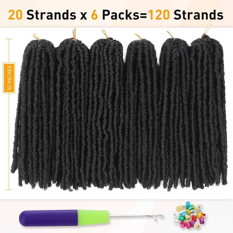 WIGNEE 120 Strands Faux Locs Crochet Hair 10 Inches Short
