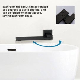 KAITAIHD Wall Mounted Tub Faucet Concealed Bath Taps 180 Degree Swivel Bathtub Filler Spout, G 1/2 Interface, Matte Black