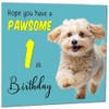 1st Birthday Card for Men Women Dog Pawsome Birthday Card for 1 Year old Girl Kids Baby Daughter One, first Granddaughter Sister Niece cousin