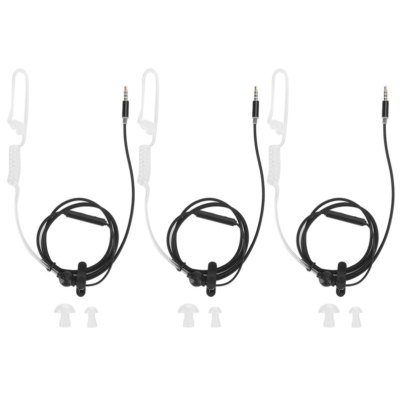 3sets Noise Reduction Headphone AntiRadiation Wire Control Earphone with Mic