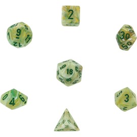 Chessex Manufacturing 27409 Marble Green With Dark Green Dice Set Of 7 by Chessex Manufacturing