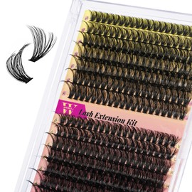Lash Clusters Wispy 300PCS Eyelash Clusters 40D 50D Lashes Clusters 9-16mm Cluster Eyelash Extensions Individual Lashes Soft Eyelashes Clusters with Thin Band False Eyelashes at Home(D-Mix110-18mm)