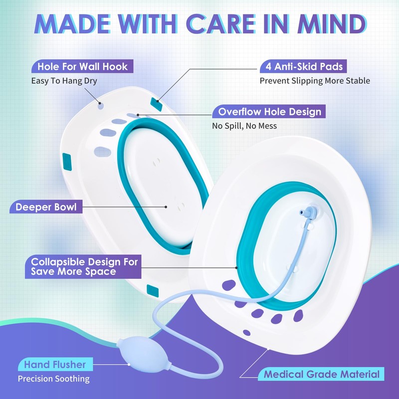 FRECHMOON Sitz Bath for Toilet Seat, Hemorrhoids and Postpartum Care,