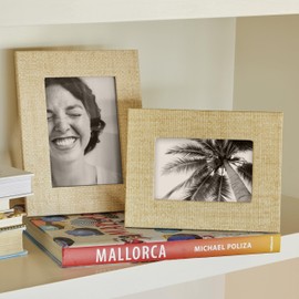 MARIPOSA Sand Faux Grasscloth 5x7 Frame 5x7, Beige