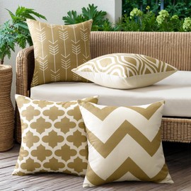 JOTOM Set of 4 Outdoor Cushion Covers, Decorative Waterproof Cushion Cover, Geometric Cushion Covers, Decorative Cushion, Sofa Cushion, Decorative Cushion Cover for Garden, Bedroom, Living Room